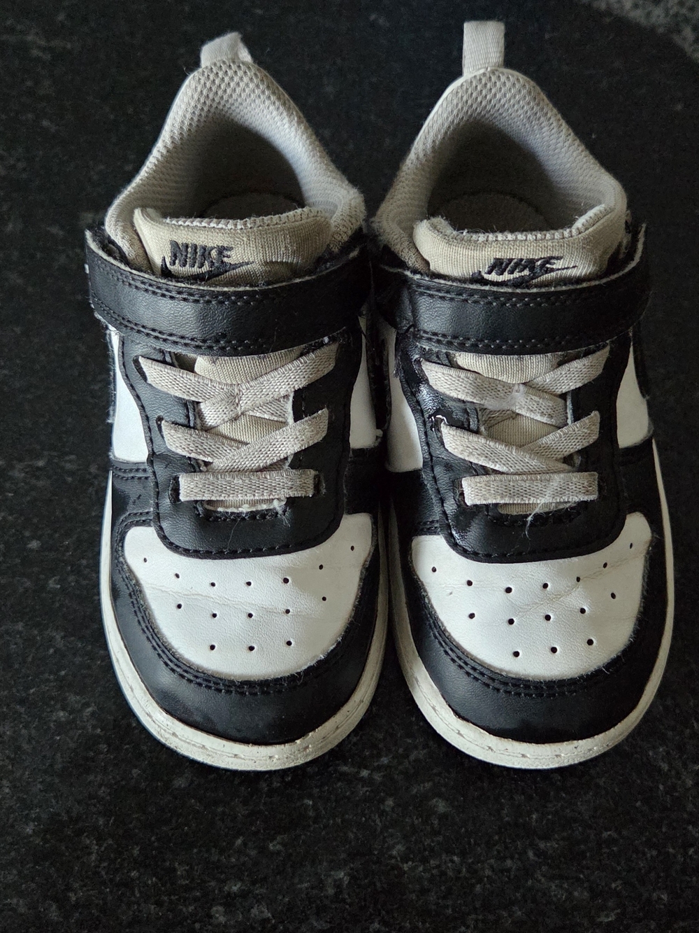 Nike Kids Black and White Hook-and-Loop Sneakers